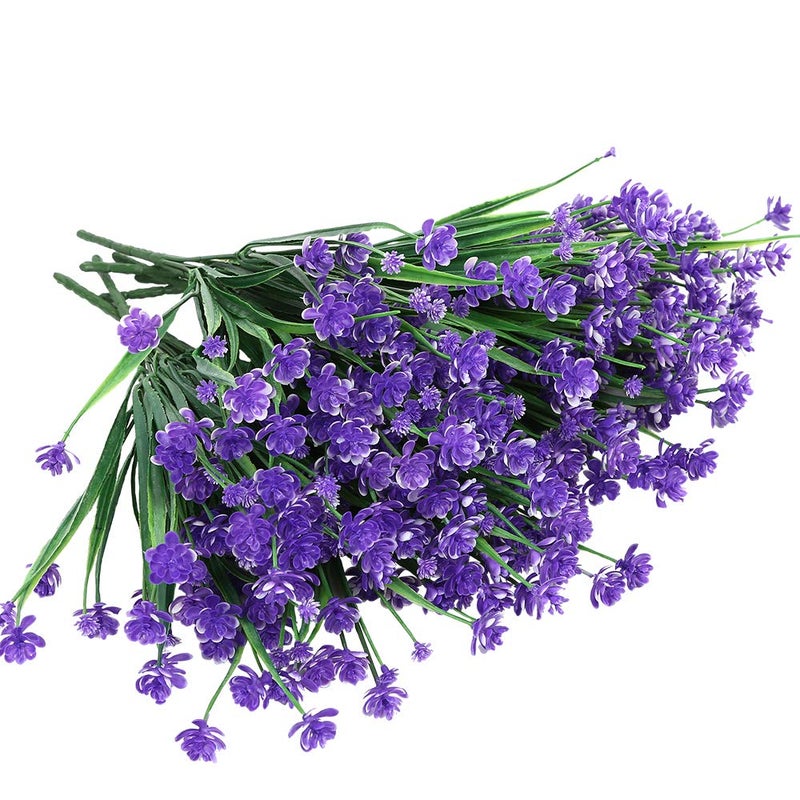 ArtBloom 20 Bundles Outdoor Artificial Fake Flowers UV Resistant Shrubs Plants, Faux Plastic Greenery for Indoor Outside Hanging Plants Garden Porch Window Box Home Wedding Farmhouse Decor (Purple) - Image 5